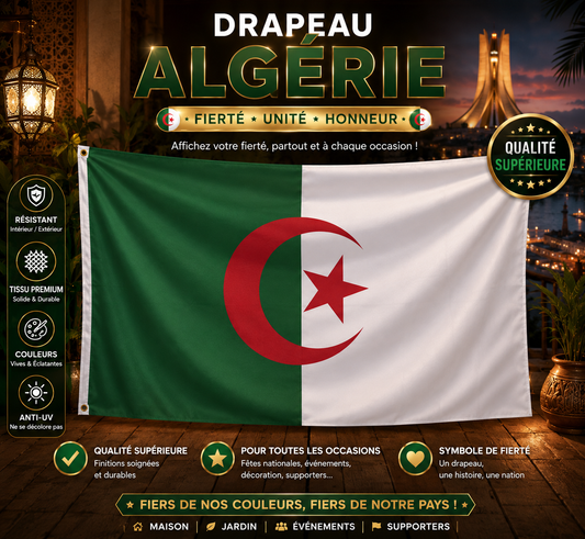 Grand drapeau Algérie 90x150 cm