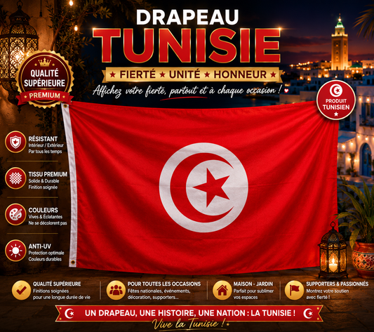 Grand Drapeau Tunisie 90 x 150 cm