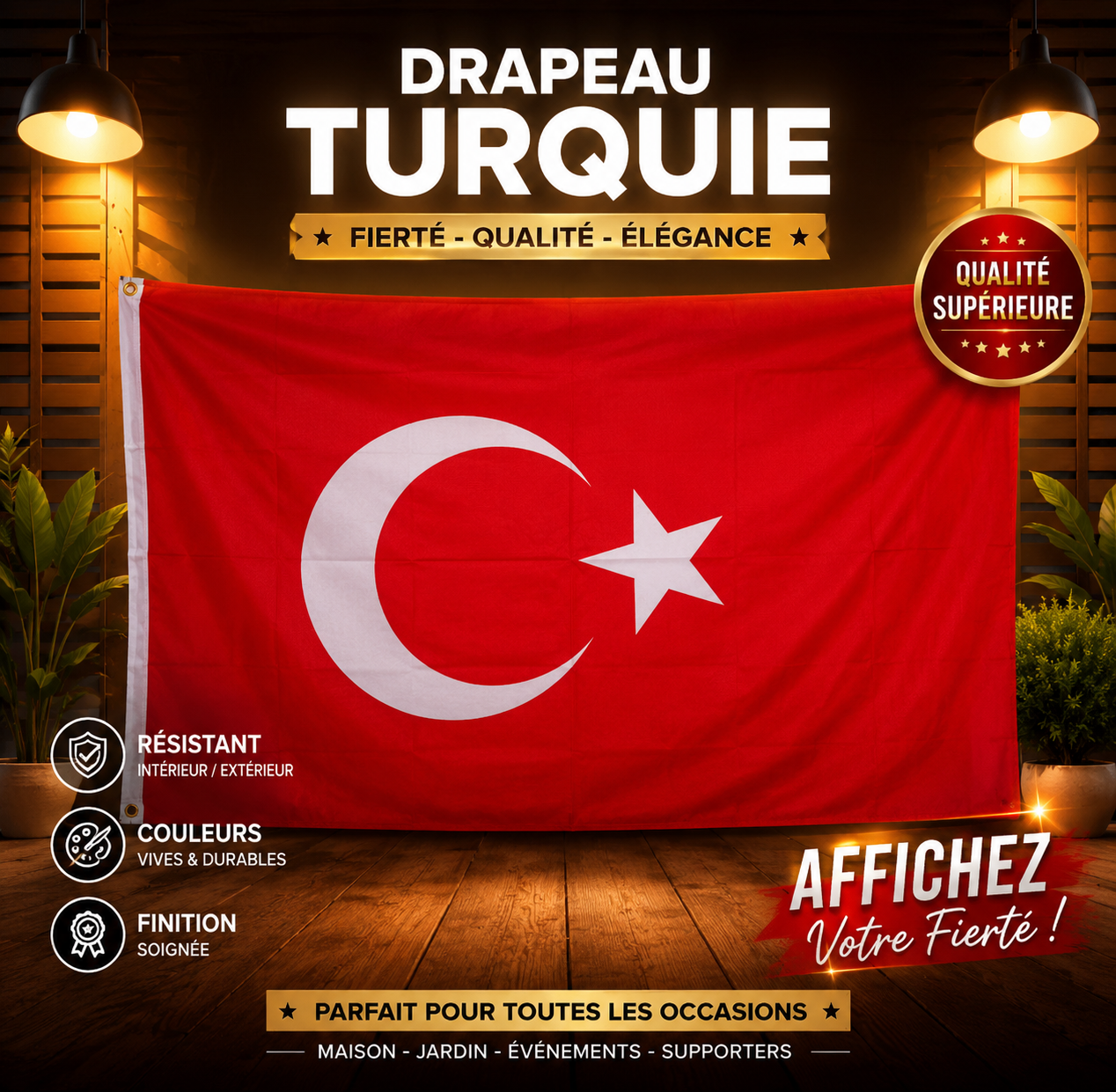 Grand Drapeau Turquie 90 x 150 cm