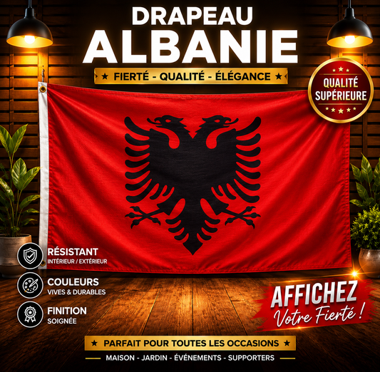 Grand Drapeau Albanie 90x150cm