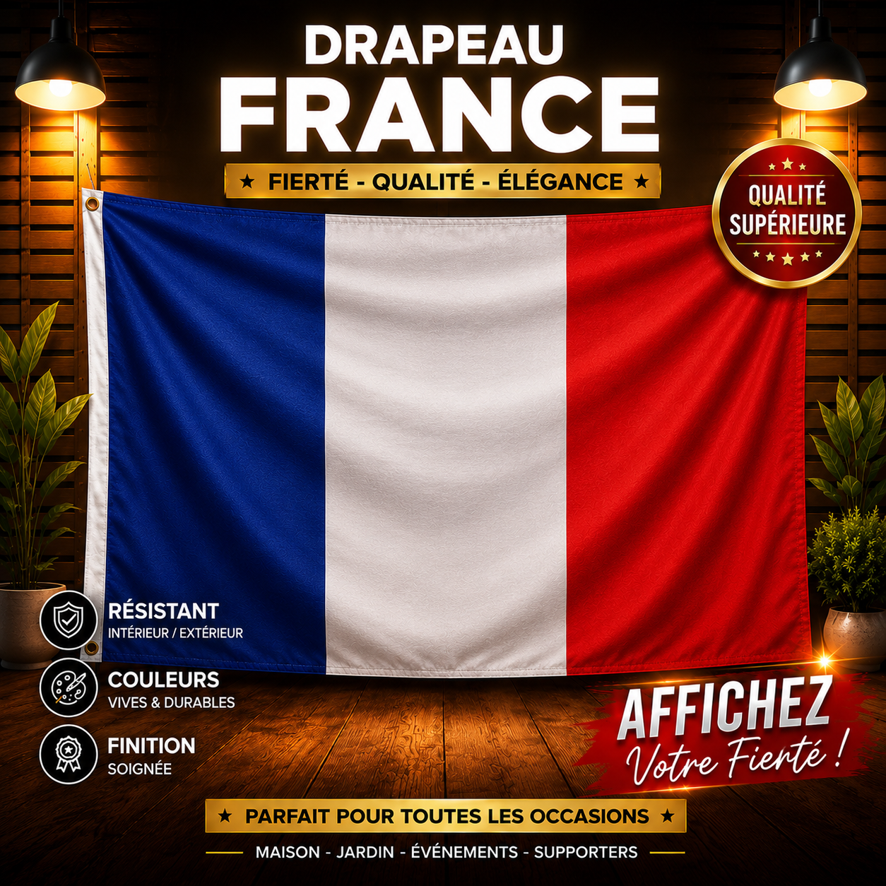 Grand Drapeau Français 90x150cm
